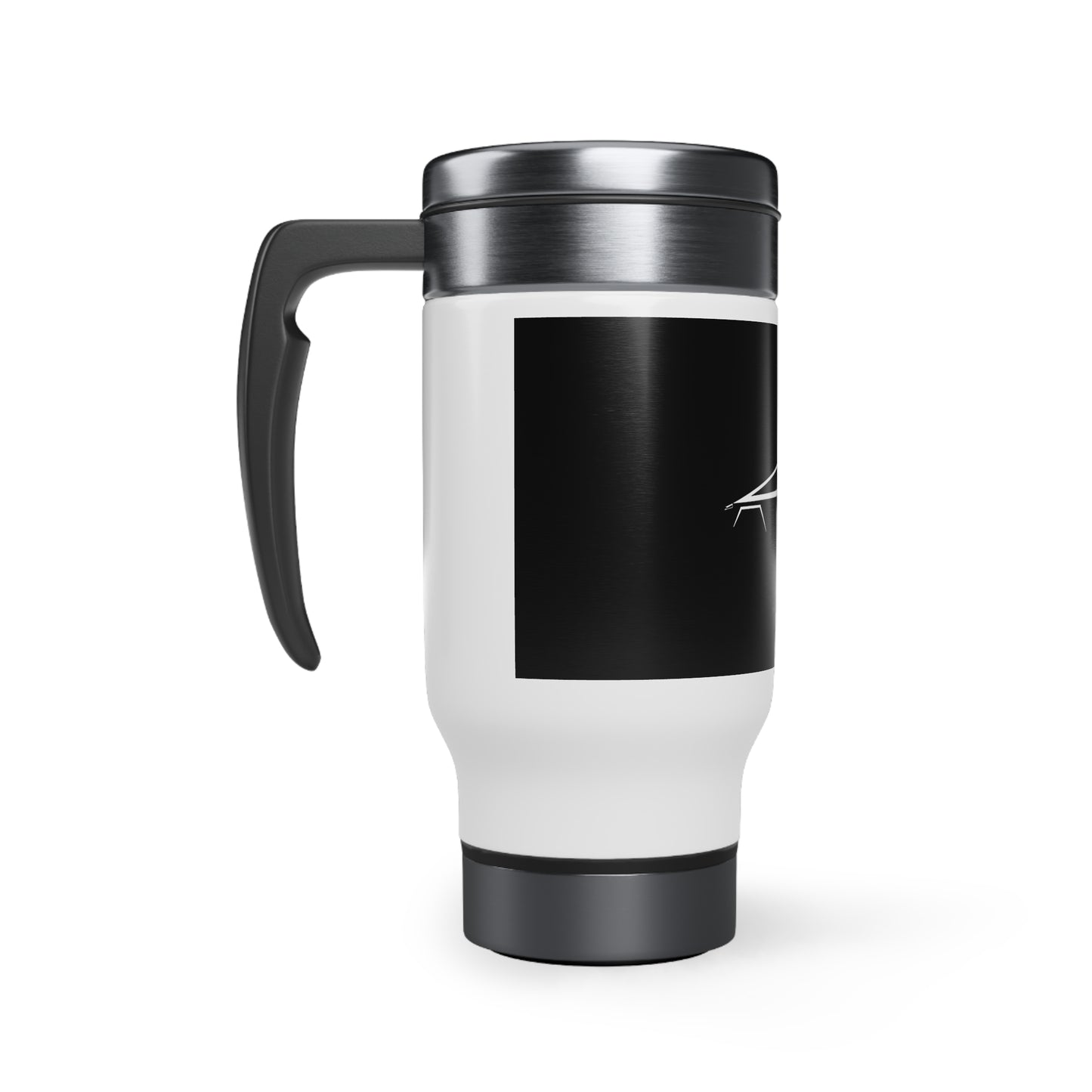 Cyber T Black Stainless Steel Travel Mug with Handle, 14oz